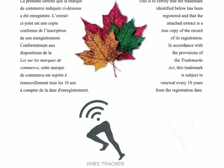 Knee Tracker gets Canadian registration